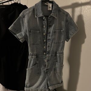 Denim Short Sleeve Romper